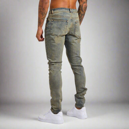 Everyday men's comfort stretch jeans, dark wash denim pants with a modern fit & premium feel.
