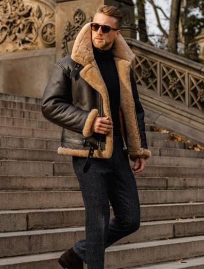 Comfortable men's outerwear, classic fit, long sleeve, providing warmth for seasonal wear.