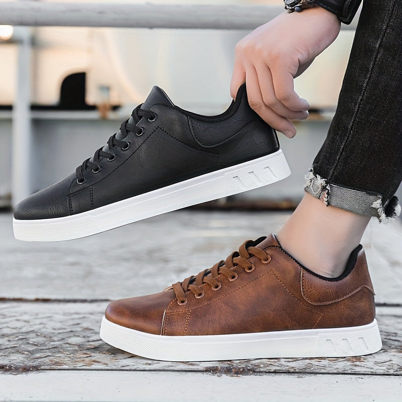 Black men's casual walking shoes with non-slip sole for everyday comfort and stability.