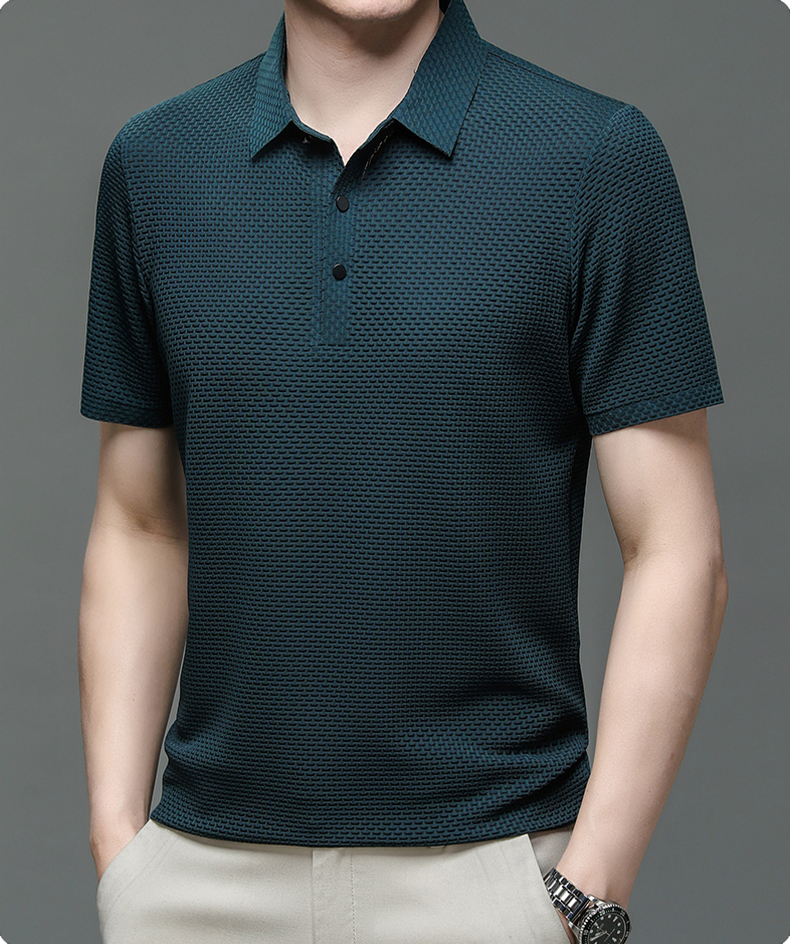 Comfortable Men's Prestige Slim Fit Polo, short sleeve, a classic top for modern men's casual wear.