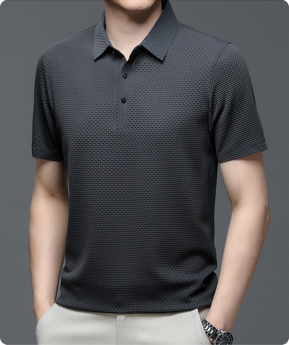 Back view of a Prestige Slim Fit Men's Polo, perfect for casual or smart casual men's fashion.