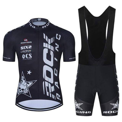 Studio shot of the Men's Pro MTB Cycling Jersey & Shorts Set, laid flat to show design