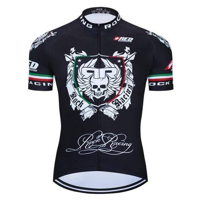 Full shot of a male cyclist wearing the Men's Pro MTB Cycling Jersey & Shorts Set in action