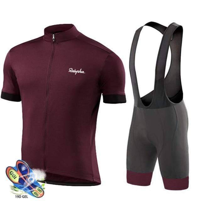 Men's Pro Road Bike Cycling Suit, short sleeve, made of black Lycra and polyester activewear.
