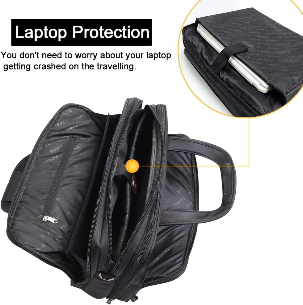 Professional men's canvas laptop briefcase tote for executive business travel & daily work.