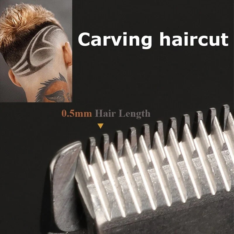 Rechargeable gold hair clipper and T-blade trimmer, ideal for men's fades and precise beard grooming.