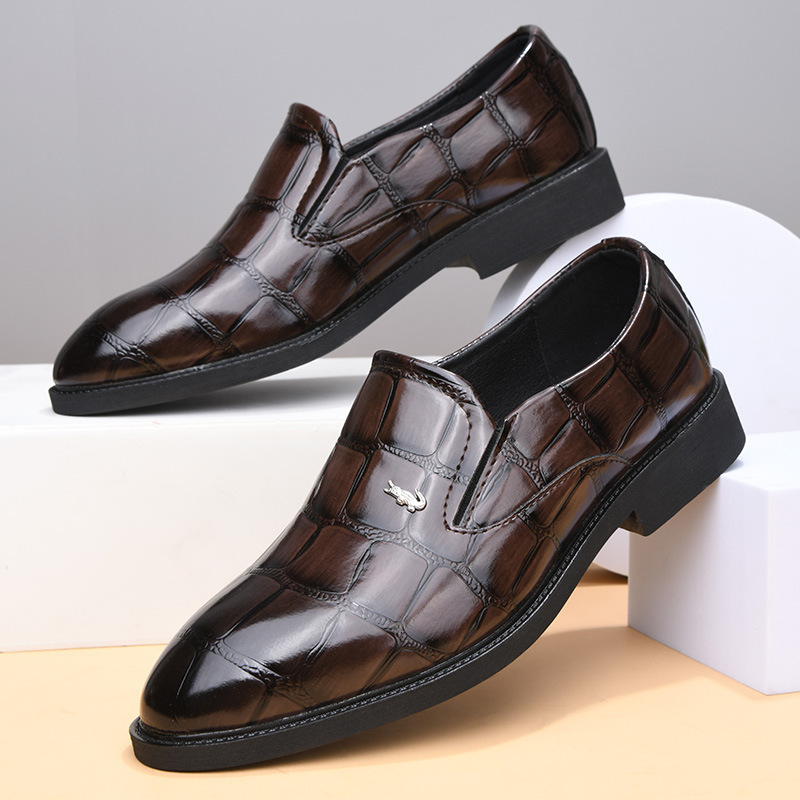 Model wearing professional mens loafers, showcasing elegant slip-on business footwear for a refined style.