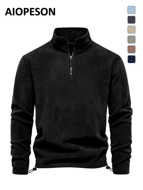 Men's quarter zip fleece pullover, soft and comfortable for everyday casual wear.