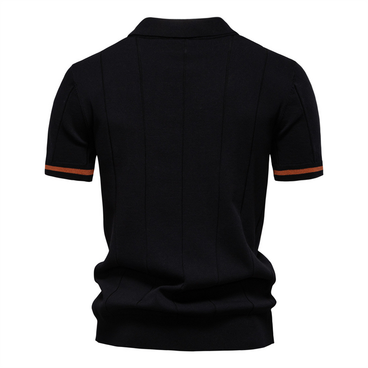 Mens quarter zip golf polo. Smart casual shirt for leisure & active wear, comfortable cotton blend.