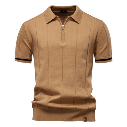 Classic mens quarter-zip polo. Smart casual comfort for golf, office, or daily leisure. Cotton blend.