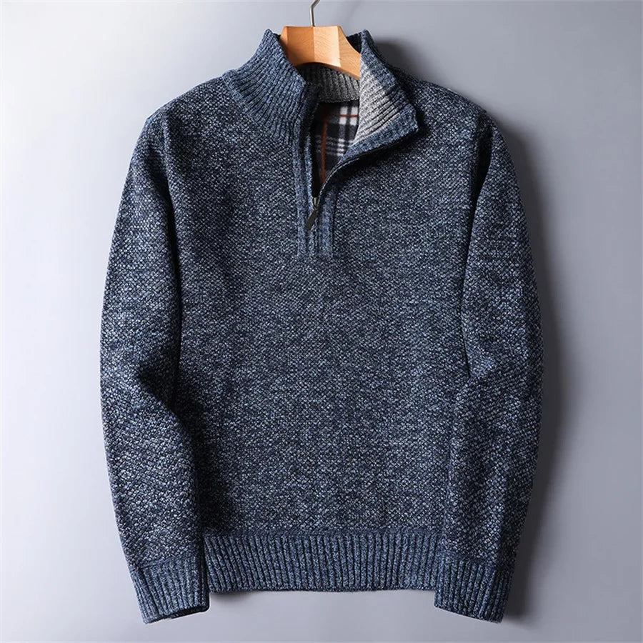 Men's quarter-zip turtleneck sweater in a versatile knit. Ideal for winter fashion & layering.