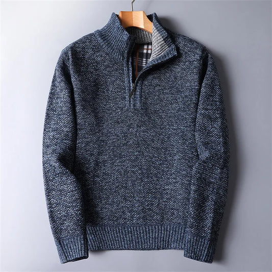 Men's quarter-zip turtleneck sweater in a versatile knit. Ideal for winter fashion & layering.