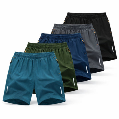 Man running in quick-dry athletic performance shorts. Perfect for running, gym, and active sports.