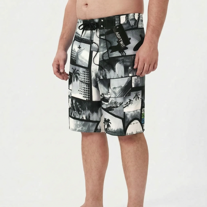 Comfortable men's quick-dry beach shorts, essential vacation wear for summer fashion & casual swim.