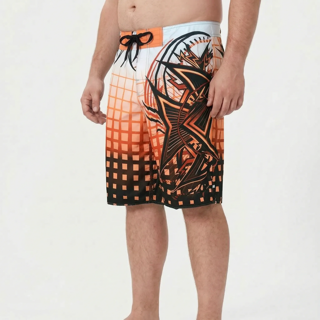Men's casual swim shorts with quick-dry technology, comfortable for all-day beach & pool wear.