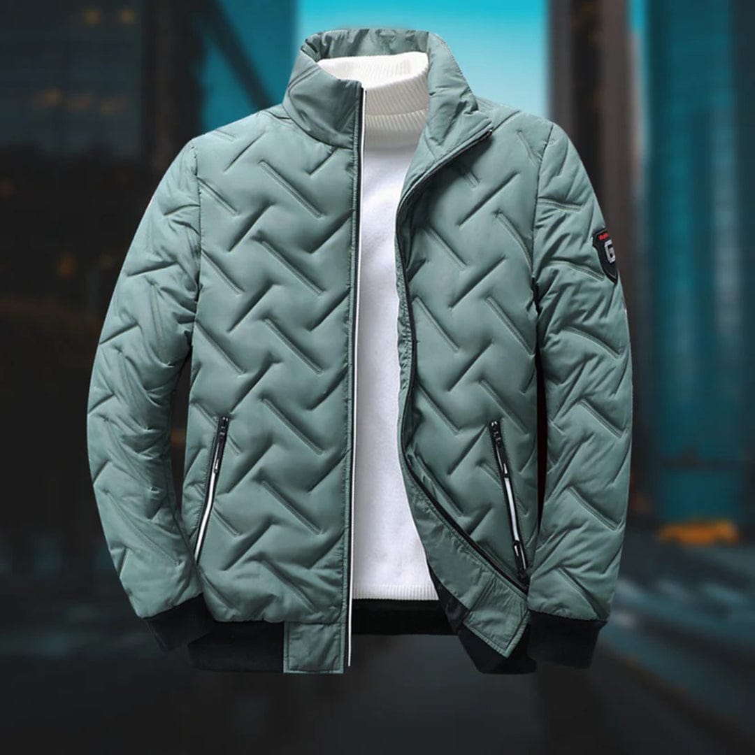 Men's quilted bomber jacket, warm & stylish outerwear. Perfect for fall/winter casual wear. Versatile zip-up.
