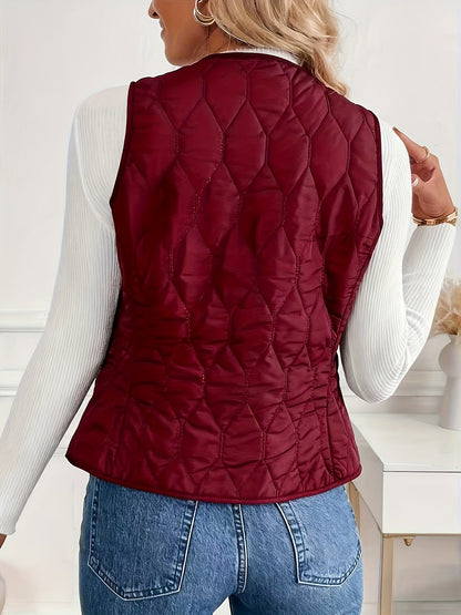Men's stylish outerwear: Quilted bomber vest with cozy sherpa lining. Great for layering & warmth.