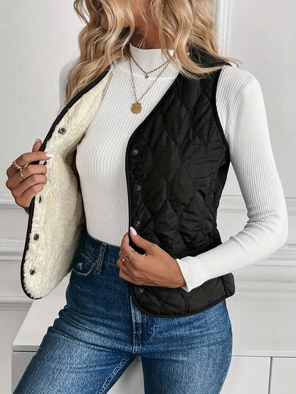 Textured detail of a men's quilted vest. Bomber style, designed for warmth & fall fashion.