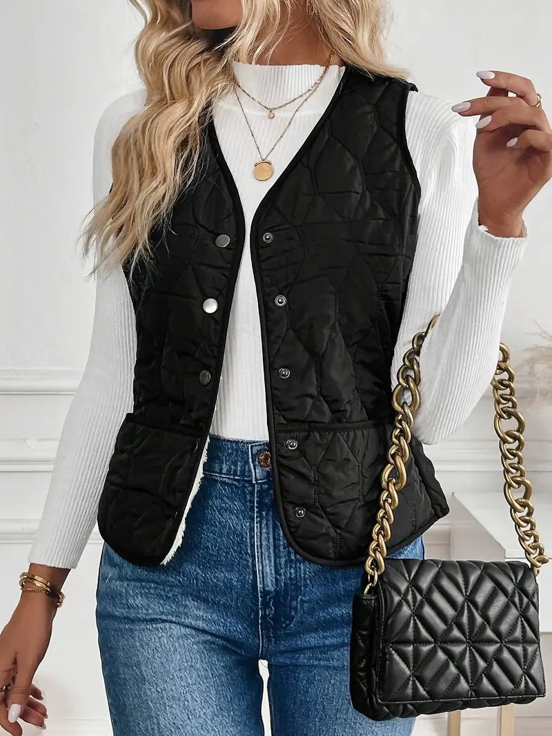 Warm men's sherpa-lined quilted vest. Bomber design for winter warmth & stylish outerwear layering.