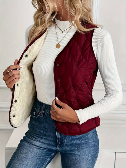 Lightweight men's quilted bomber vest. Sherpa lined, offering comfort & style for everyday wear.