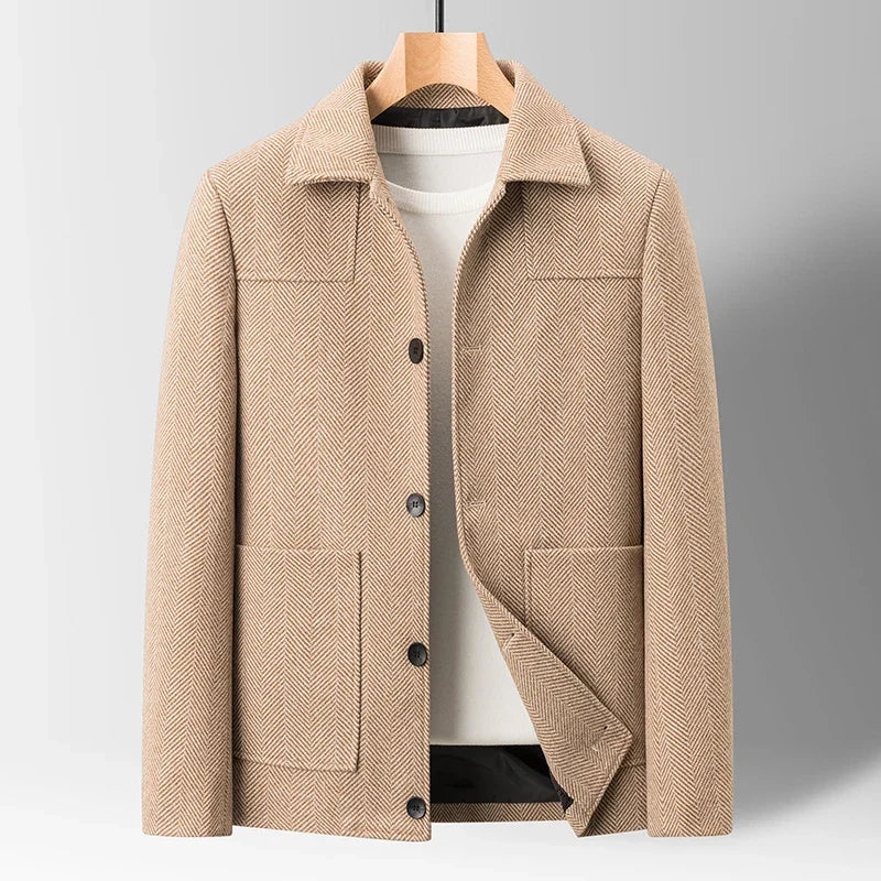Stylish Ravello Men's Jacket with a classic herringbone pattern. Versatile and sophisticated men's fashion.
