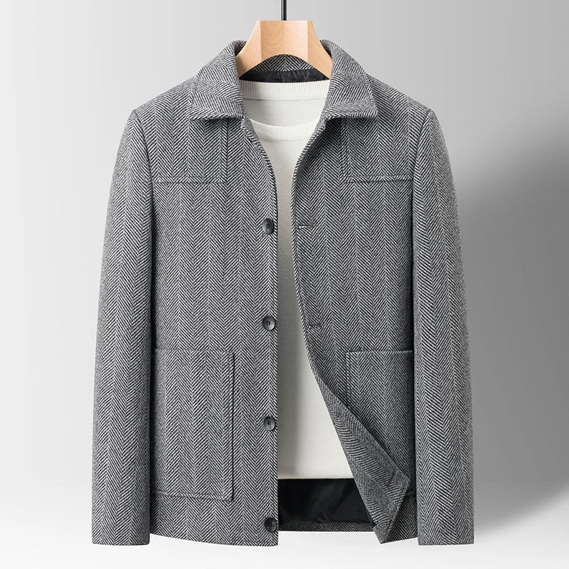 Tailored Ravello Herringbone Jacket for men. A classic, sophisticated men's outerwear piece with style.