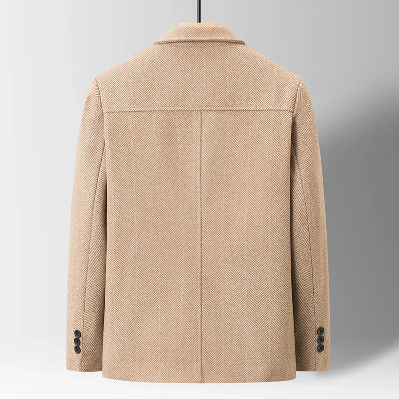 Full shot of a Men's Ravello Herringbone Jacket, showcasing its classic, sophisticated men's fashion appeal.