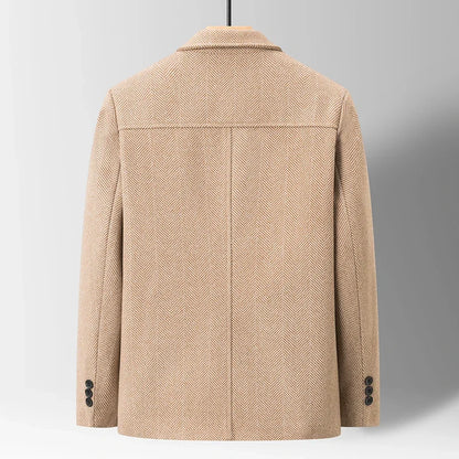 Full shot of a Men's Ravello Herringbone Jacket, showcasing its classic, sophisticated men's fashion appeal.