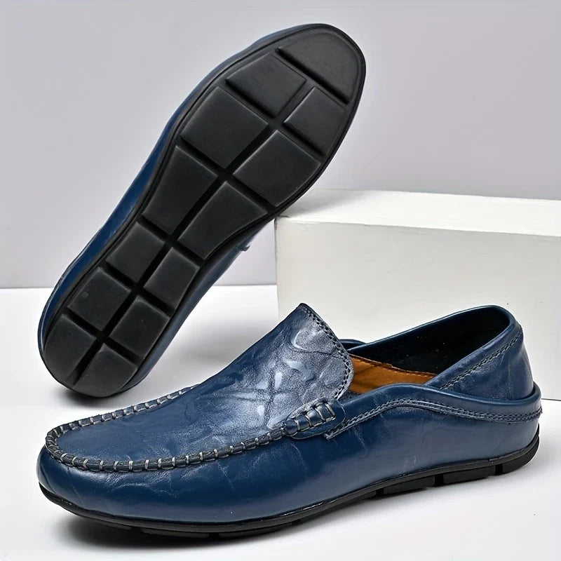Tan Ravello Italian slip-on loafers, men's comfortable and elegant casual dress shoes with classic design.