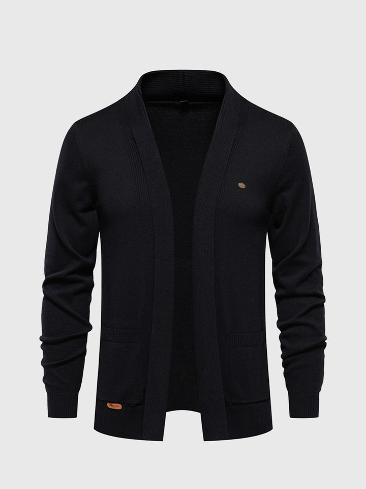 Soft knit men's Ravenna pocket cardigan in forest, a stylish v-neck sweater for comfortable casual wear.