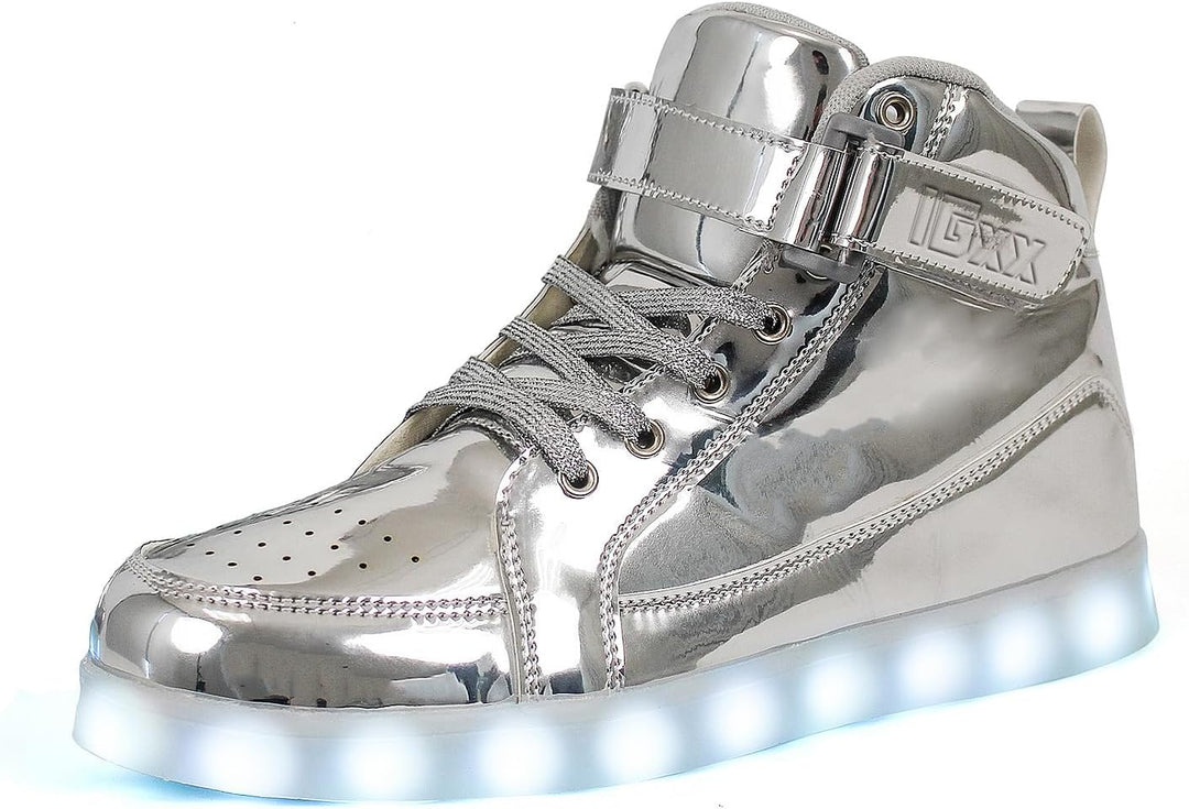 Athletic men's rechargeable LED shoes, light-up design for unique and trendy style.