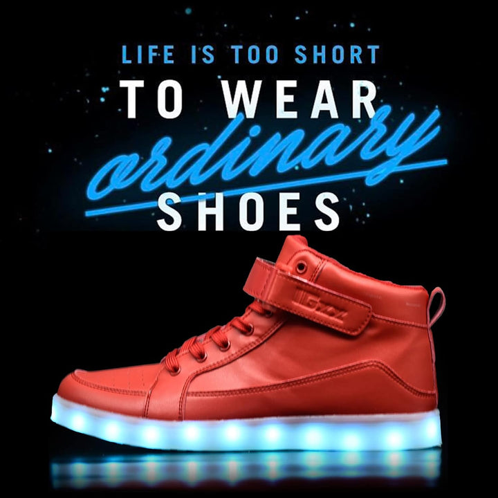 Trendy men's LED shoes, rechargeable and glowing for unique fashion statements.