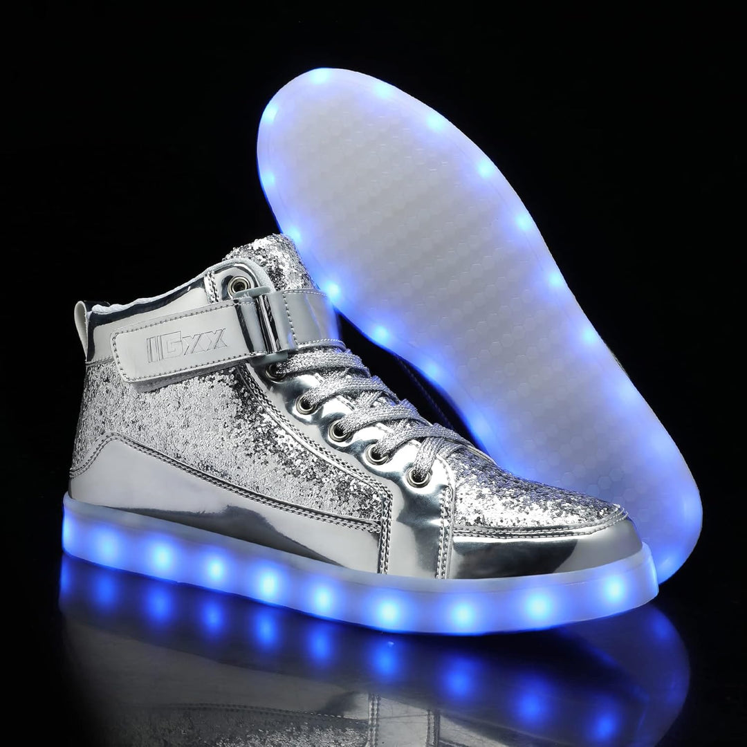 Fashion men's rechargeable LED sneakers, light-up design for standout style.