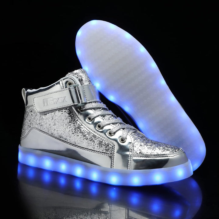 Fashion men's rechargeable LED sneakers, light-up design for standout style.