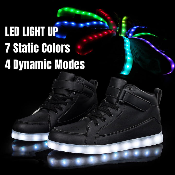 Athletic men's rechargeable light-up LED sneakers, trendy and unique.