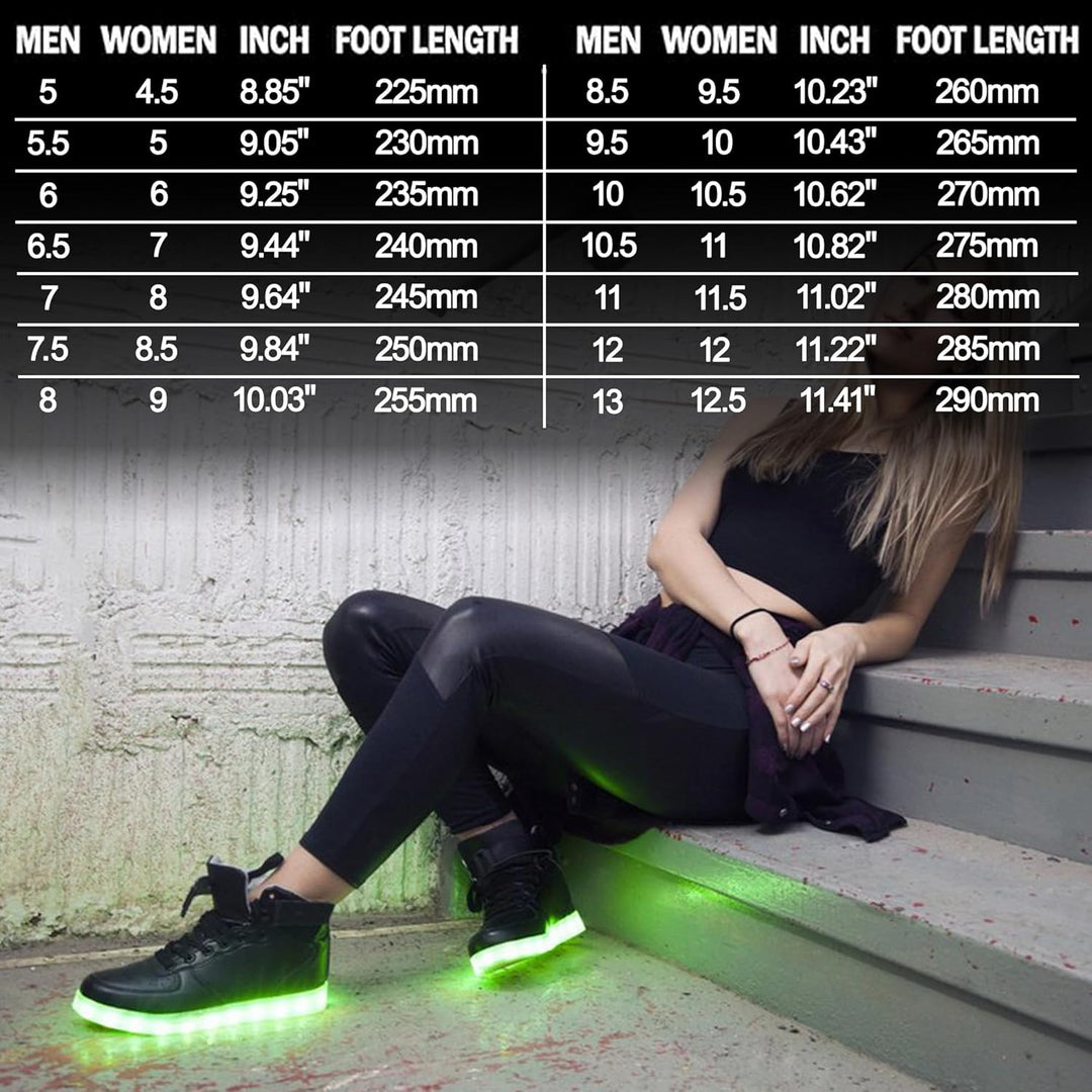 Unique men's rechargeable glow LED sneakers, perfect for trendy events.