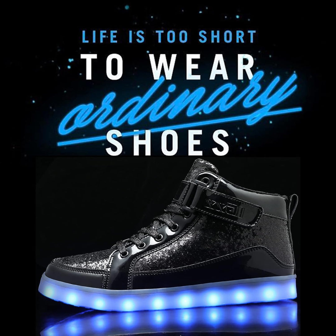 Rechargeable men's LED sneakers, light-up design for an ultra-trendy look.