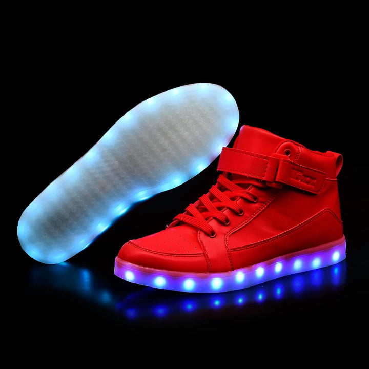 Fashion-forward men's LED sneakers, rechargeable light-up design for ultimate style.