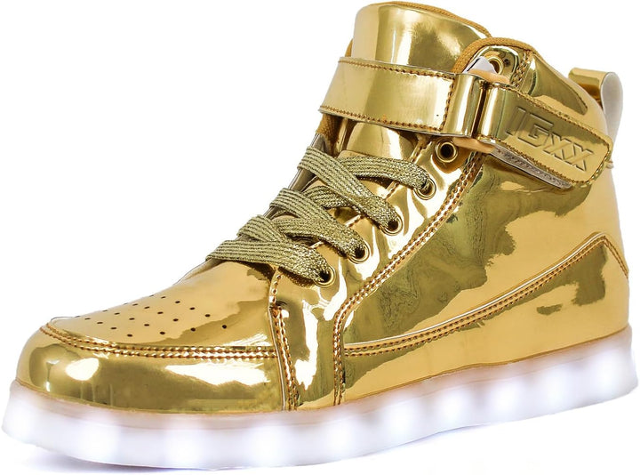 Unique men's athletic style LED shoes, rechargeable and perfect for festival footwear.