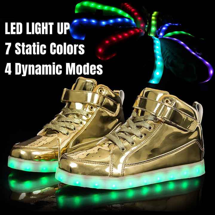 Cool men's LED sneakers, rechargeable light-up design for a vibrant, trendy look.