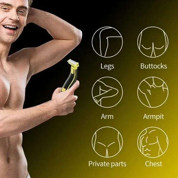 Rechargeable men's grooming tool: electric shaver with pop-up trimmer for wet & dry use.
