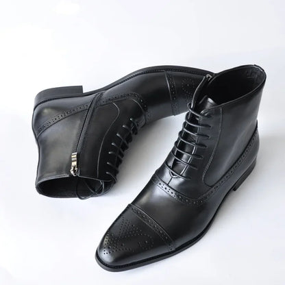 Durable men's classic leather dress boots, offering comfortable and stylish formal footwear for any occasion.