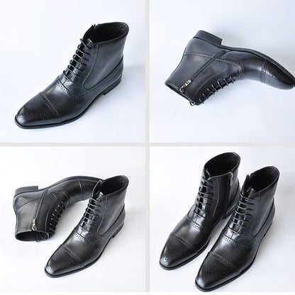 Elegant men's Refined Classic leather dress boots with sturdy sole, ideal for formal business or stylish casual outfits.