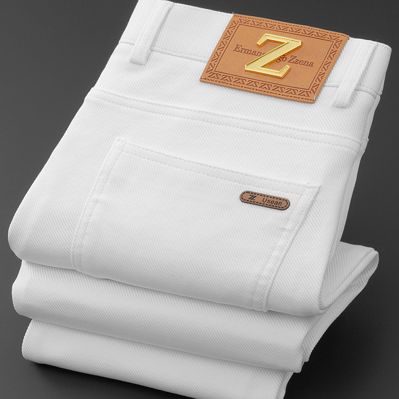Khaki men's refined fit jeans. Sophisticated style for casual elegance and everyday wear.
