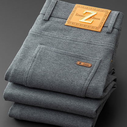 Gray men's refined fit jeans, ideal for casual elegance and versatile everyday wear.