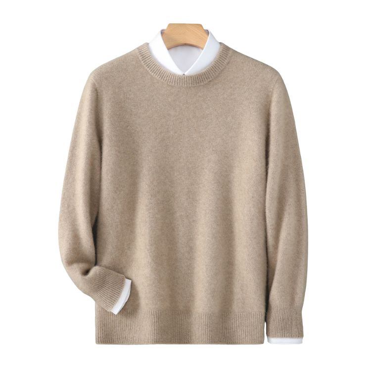 Soft men's crewneck pullover sweater. A refined long sleeve design offering comfortable, elegant winter wear.