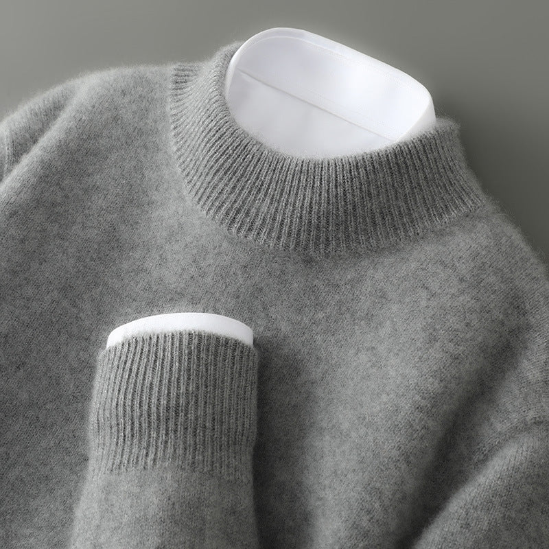 Elegant men's fall/winter sweater. Refined long sleeve crewneck pullover with soft touch for versatile layering.