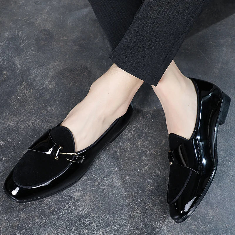 Classic men's brown leather dress loafers. Timeless slip-on shoes for formal occasions, office wear, & men's fashion.