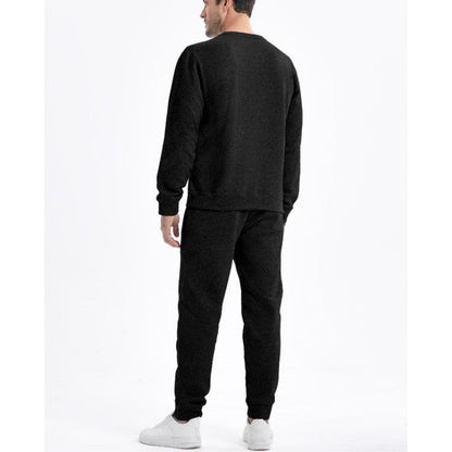 Comfortable men's matching sweatsuit set, relaxed fit, great for everyday casual wear & lounging.