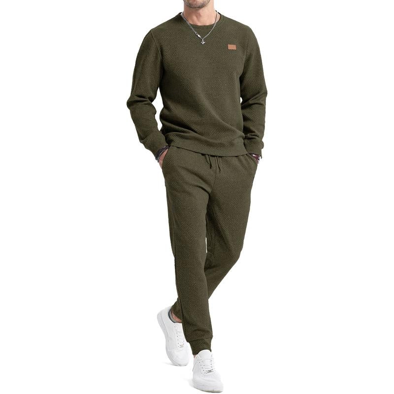 Durable men's athletic sweatsuit, a comfortable 2-piece matching set with a relaxed fit for active lifestyles.